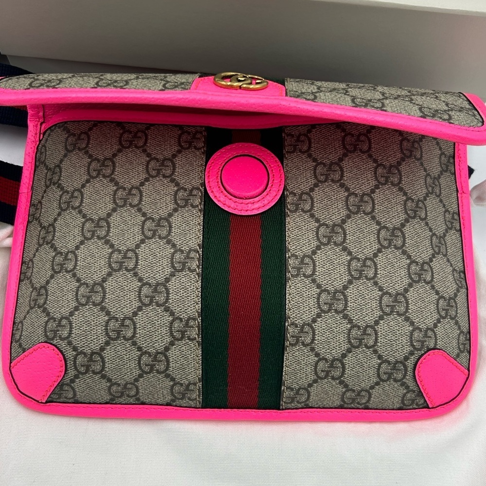 SOLD!!!!!  Women's Gucci OPHIDIA GG supreme canvas belt bag web stripe 80 cm NWT - Picture 10 of 14